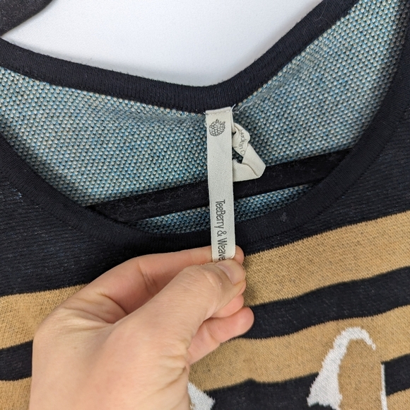 ModCloth TeeBerry & Weave L Cat Feline Sweater Dress Tunic Knit Striped French - Picture 10 of 15